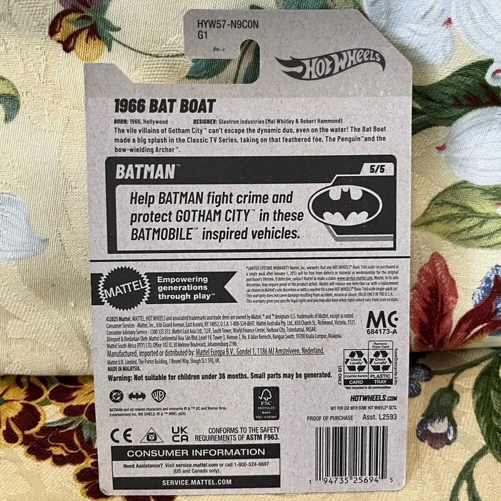 NIB! Hot Wheels 1966 Bat Boat from the Batman Classic TV Series